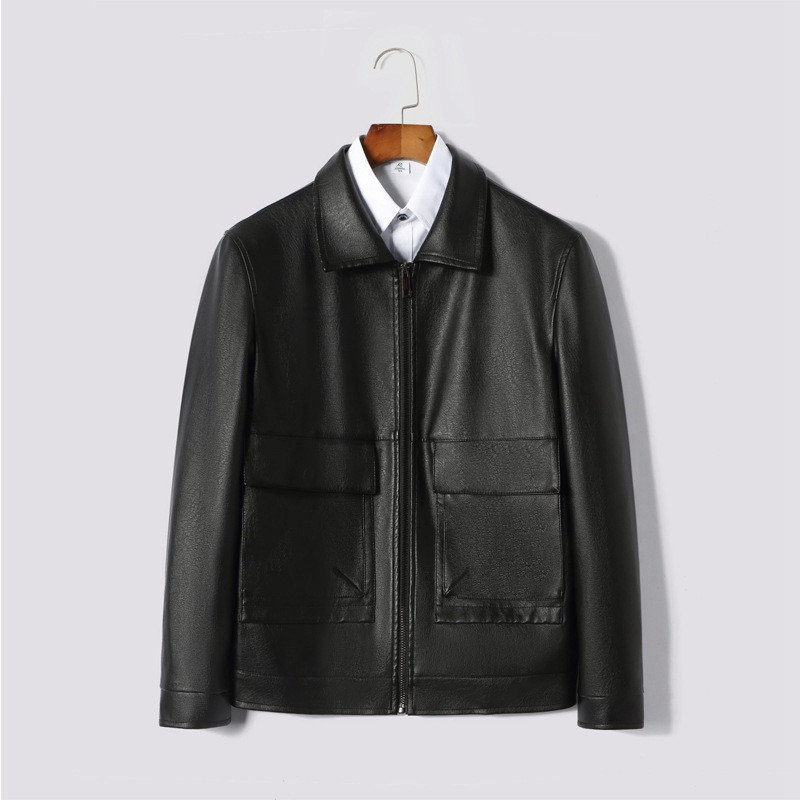Men's PU Leather Baseball Collar Leather Jacket - Image 2