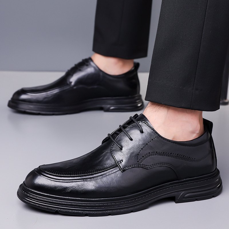 Men's Business Formal Brown Lace-up Leather Shoes - Image 3