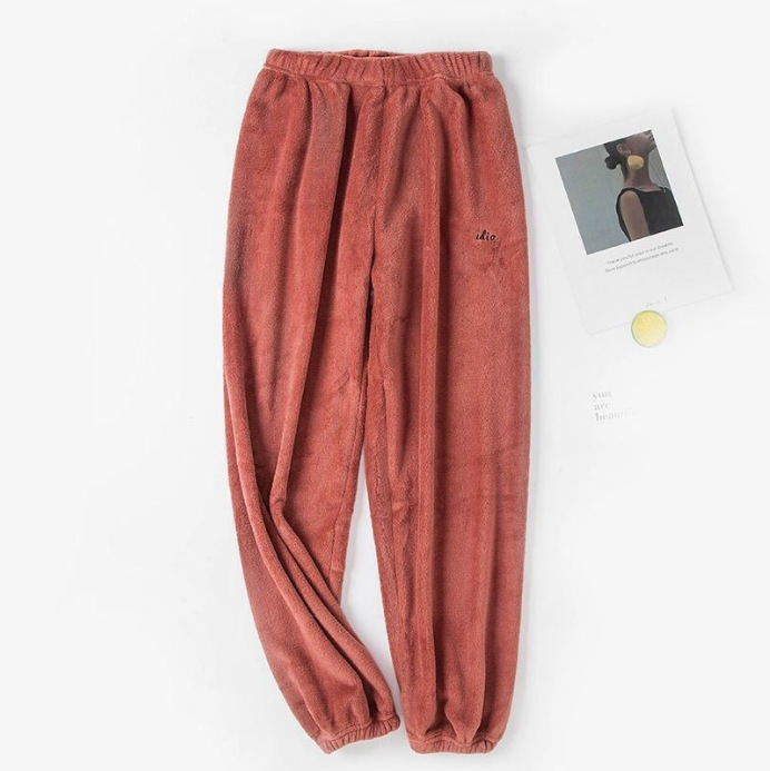 Loose-fitting Ankle-cinched Casual Pants With A Brushed Liningextra-thick And Cozy For Lounging At Home - Image 7