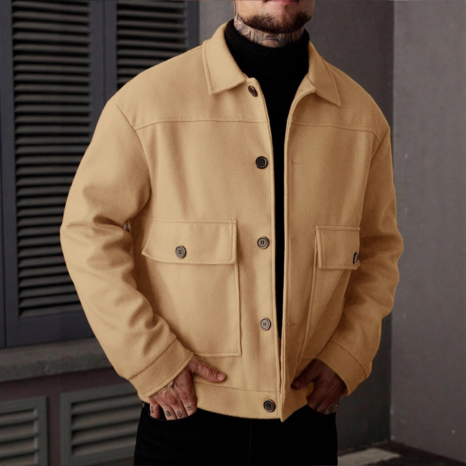 Men's Lapel Jacket Workwear Style Short Top - Image 9