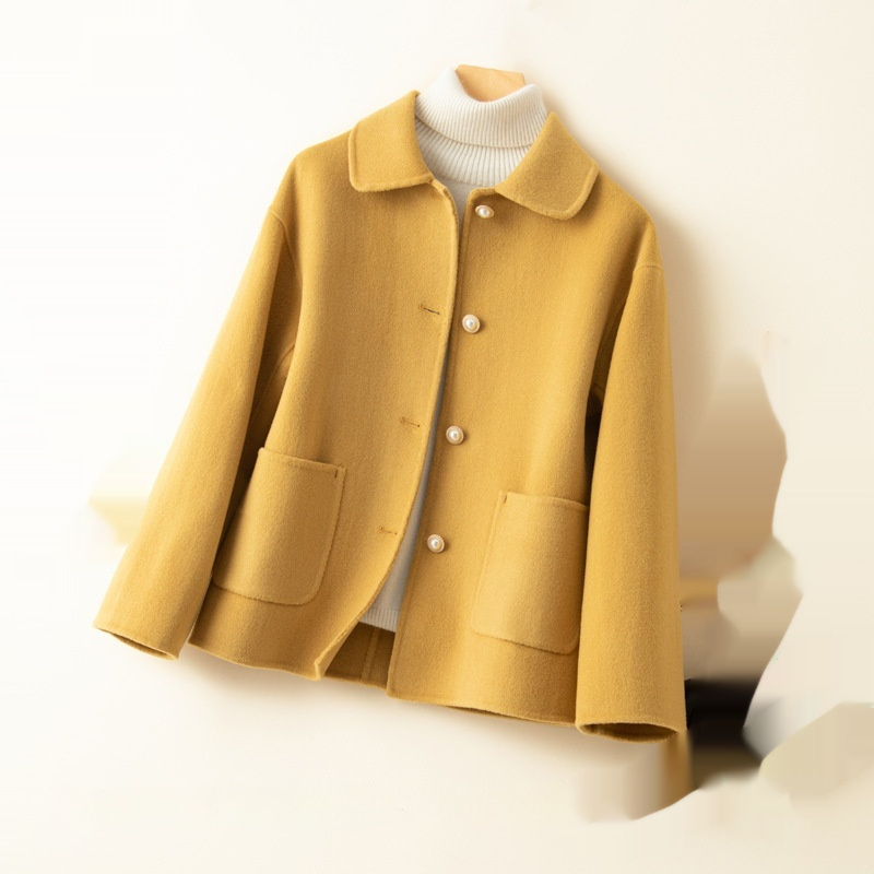Double-sided Cashmere Short Doll Collar Classic Style Woolen Coat - Image 2