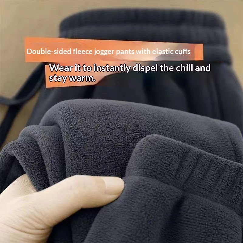 Men's Double-sided Fleece Jogger Pants With Drawstring And Extra-thick Lining - Image 4