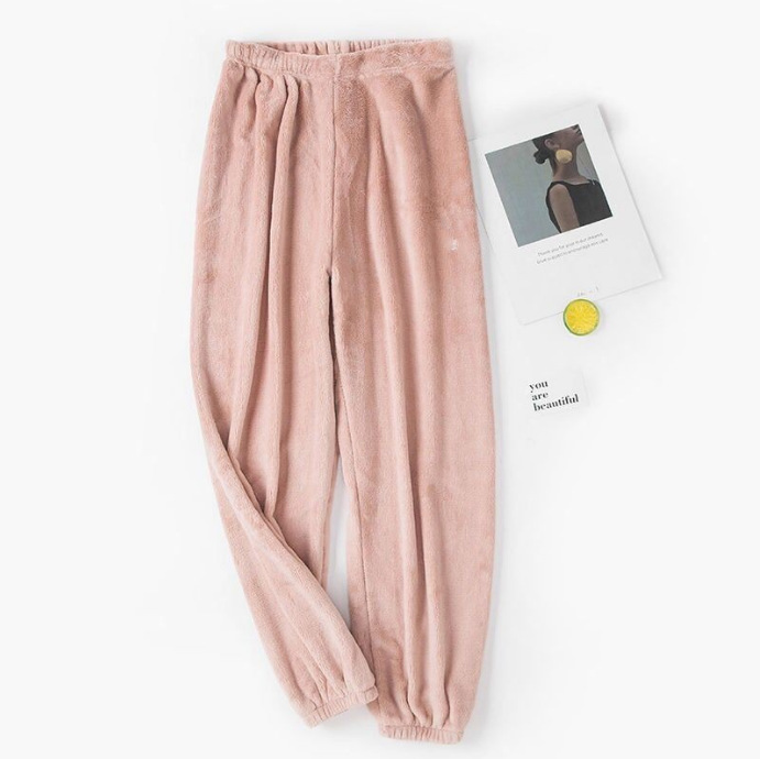 Loose-fitting Ankle-cinched Casual Pants With A Brushed Liningextra-thick And Cozy For Lounging At Home - Image 5