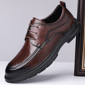 Men's Business Formal Brown Lace-up Leather Shoes