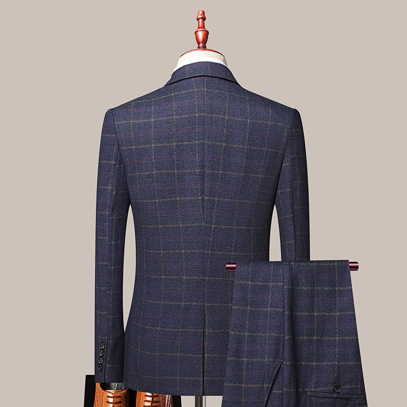 Men's Three-piece Korean Slim-fit Groom Wedding Suit - Image 4