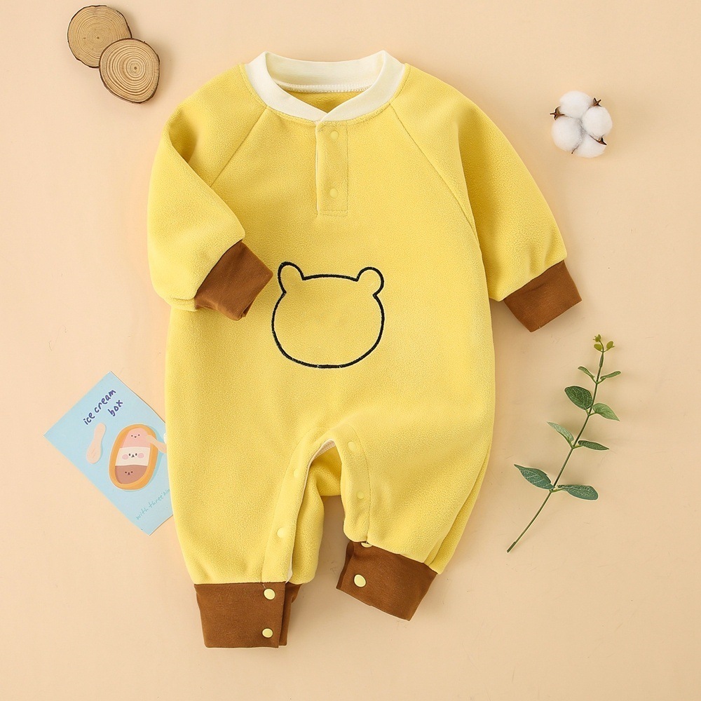 Spring, Autumn, Winter Olympics Beneficial Fleece Baby Warm Fleece-Lined Thick Outerwear Romper - Image 4