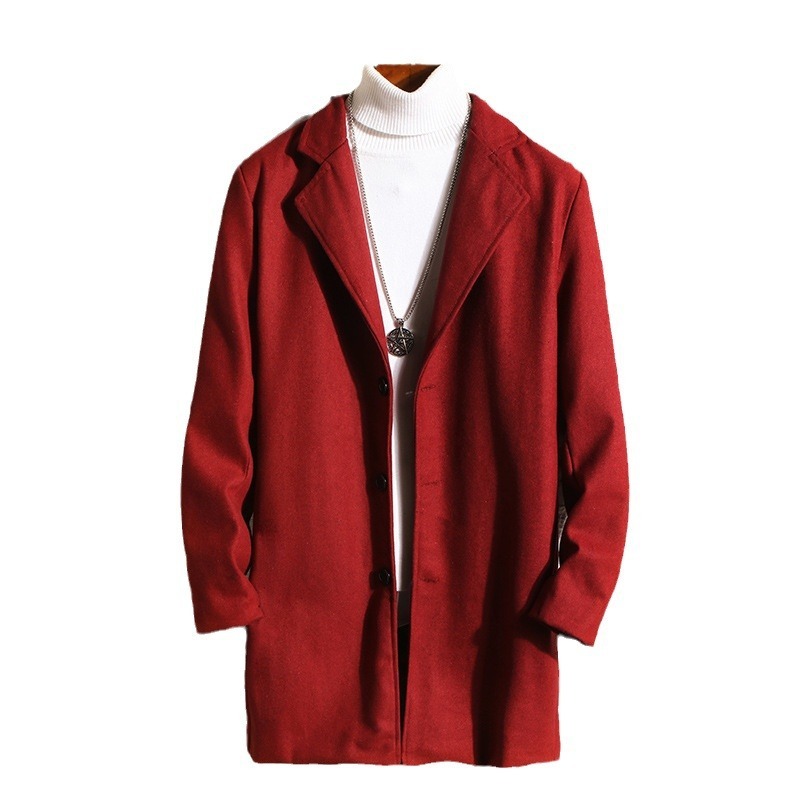Wool Coat, Mid-length Men's Outerwear - Image 3