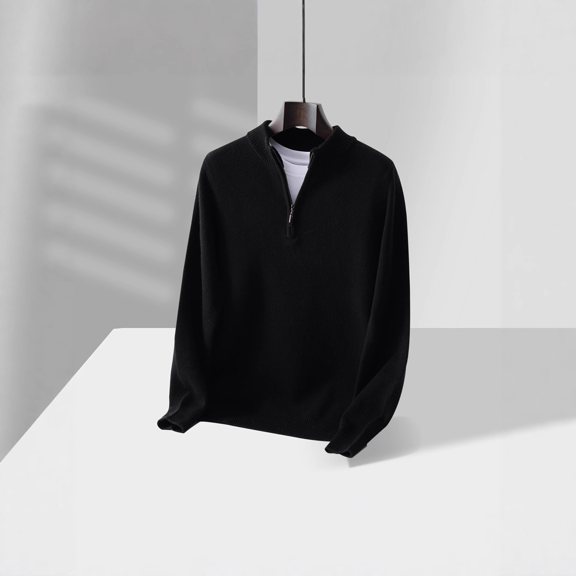 Mens Loose-Fit Half-Zip Turtleneck Thermal Sweater With Extra Padding - Image 2