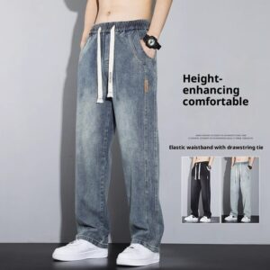American Retro Men's Straight Loose Elastic Waist Casual Pants