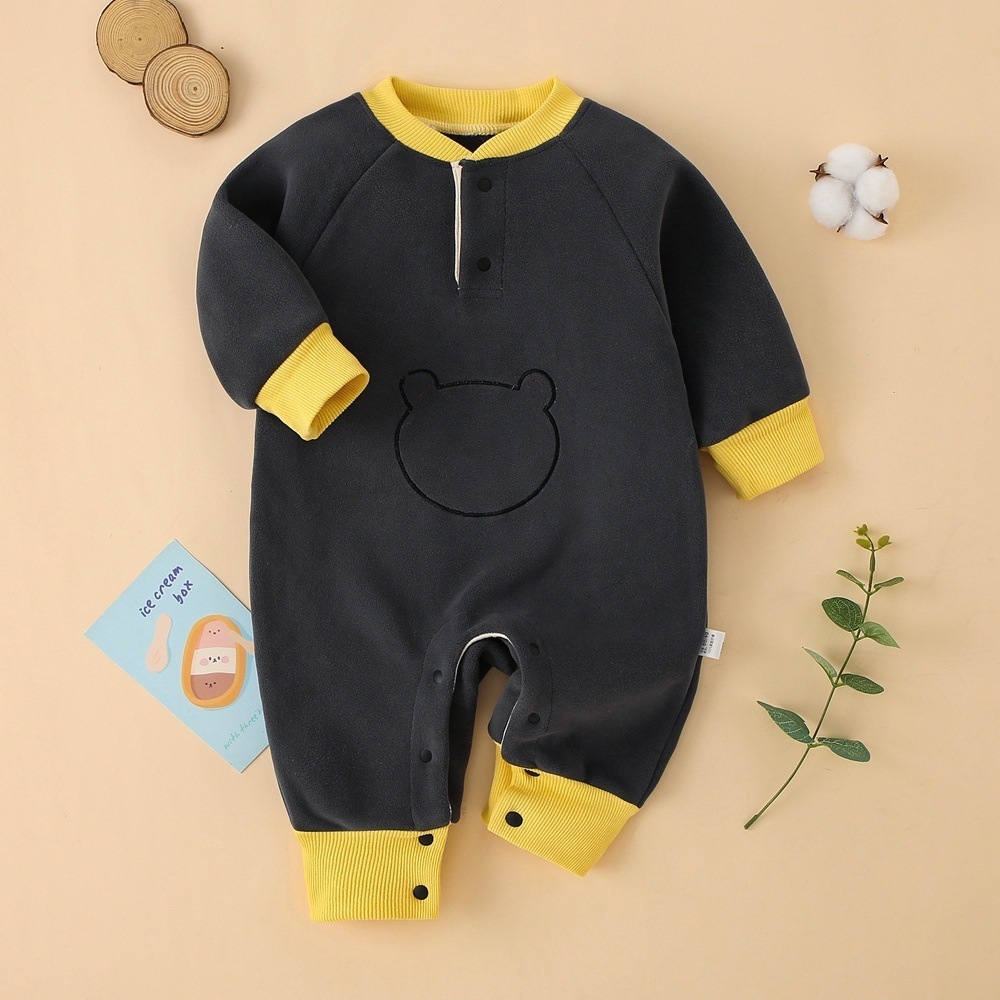 Spring, Autumn, Winter Olympics Beneficial Fleece Baby Warm Fleece-Lined Thick Outerwear Romper - Image 6