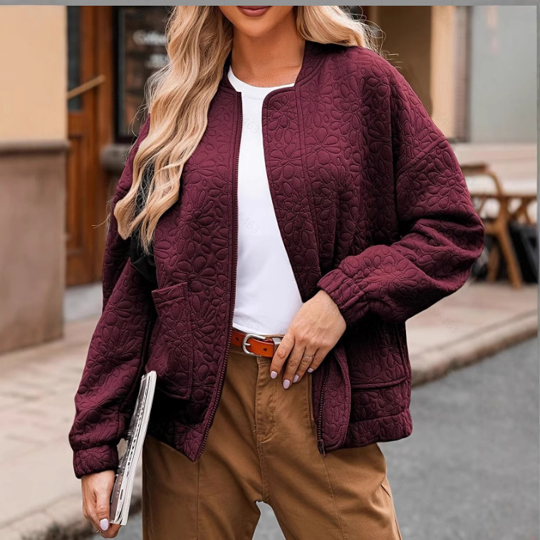 Fashion Cardigan Button Texture Long Sleeve Coat Jacket Women - Image 9