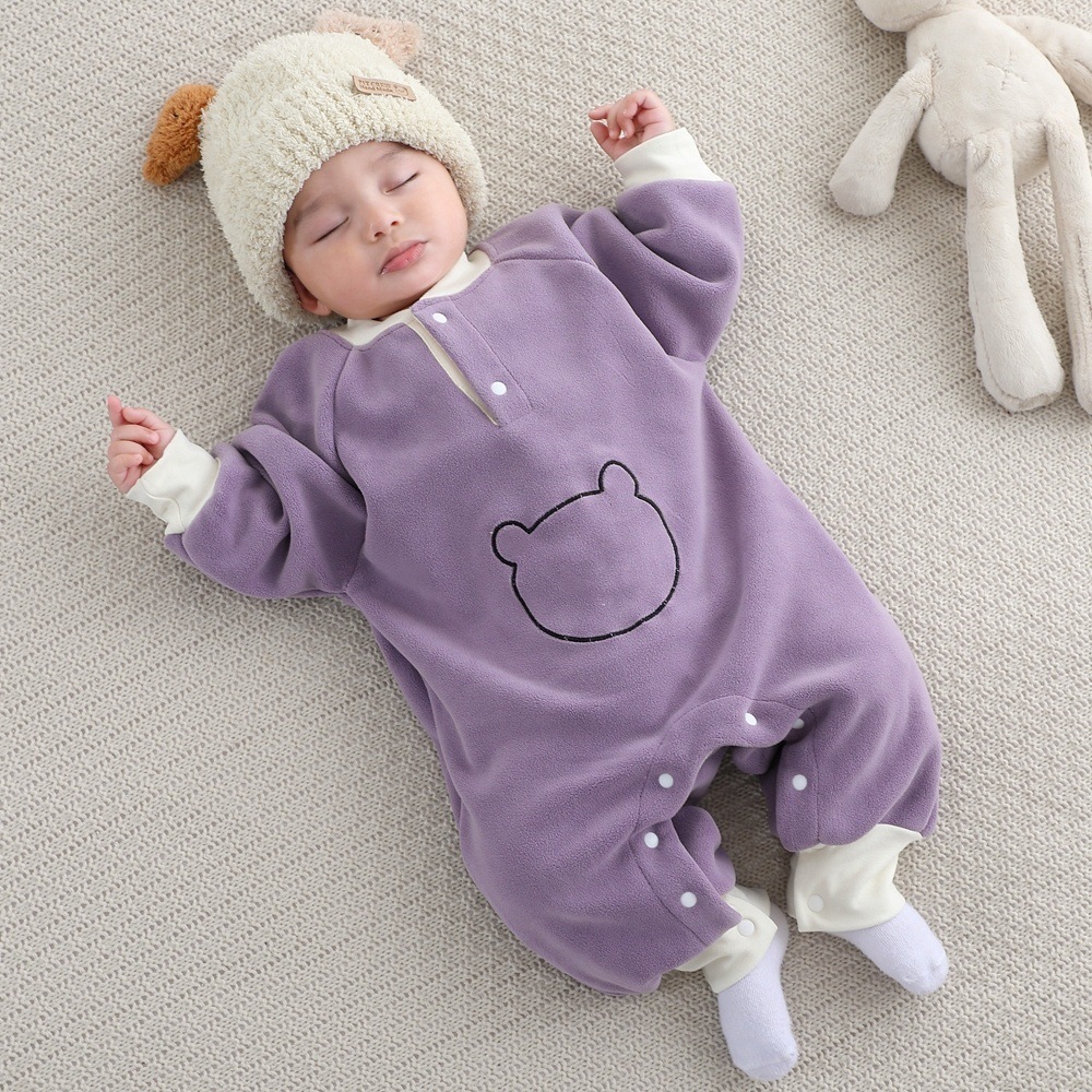 Spring, Autumn, Winter Olympics Beneficial Fleece Baby Warm Fleece-Lined Thick Outerwear Romper