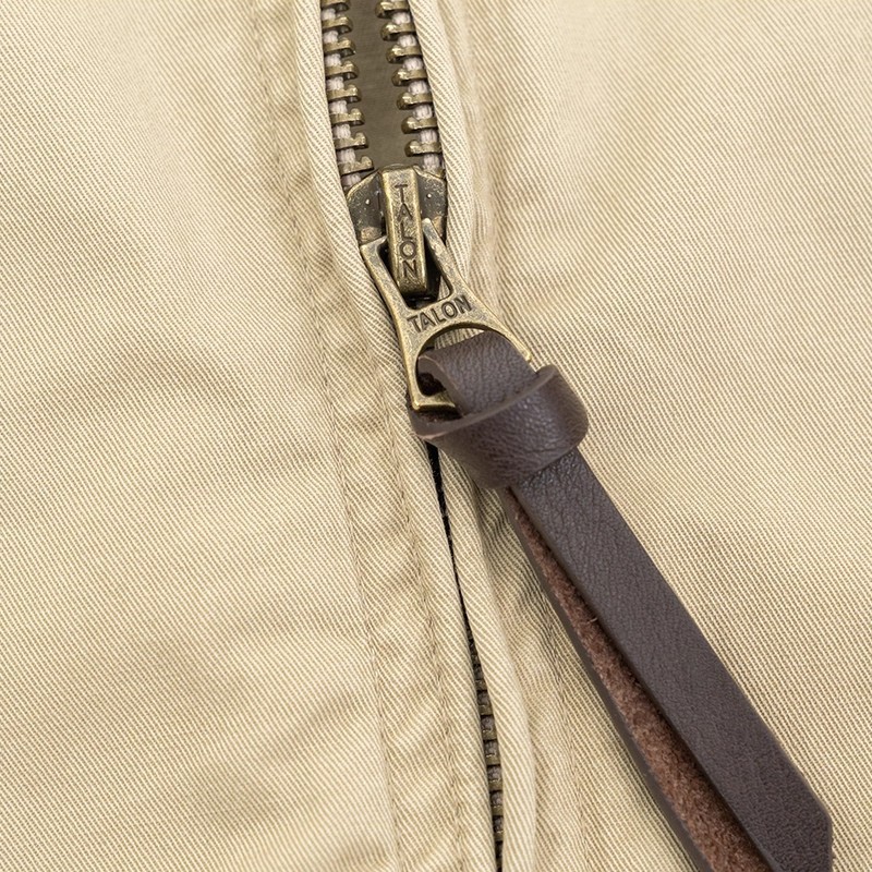 Classic Khaki Retro Cadre Collar Zip Thin Jacket - Image 5