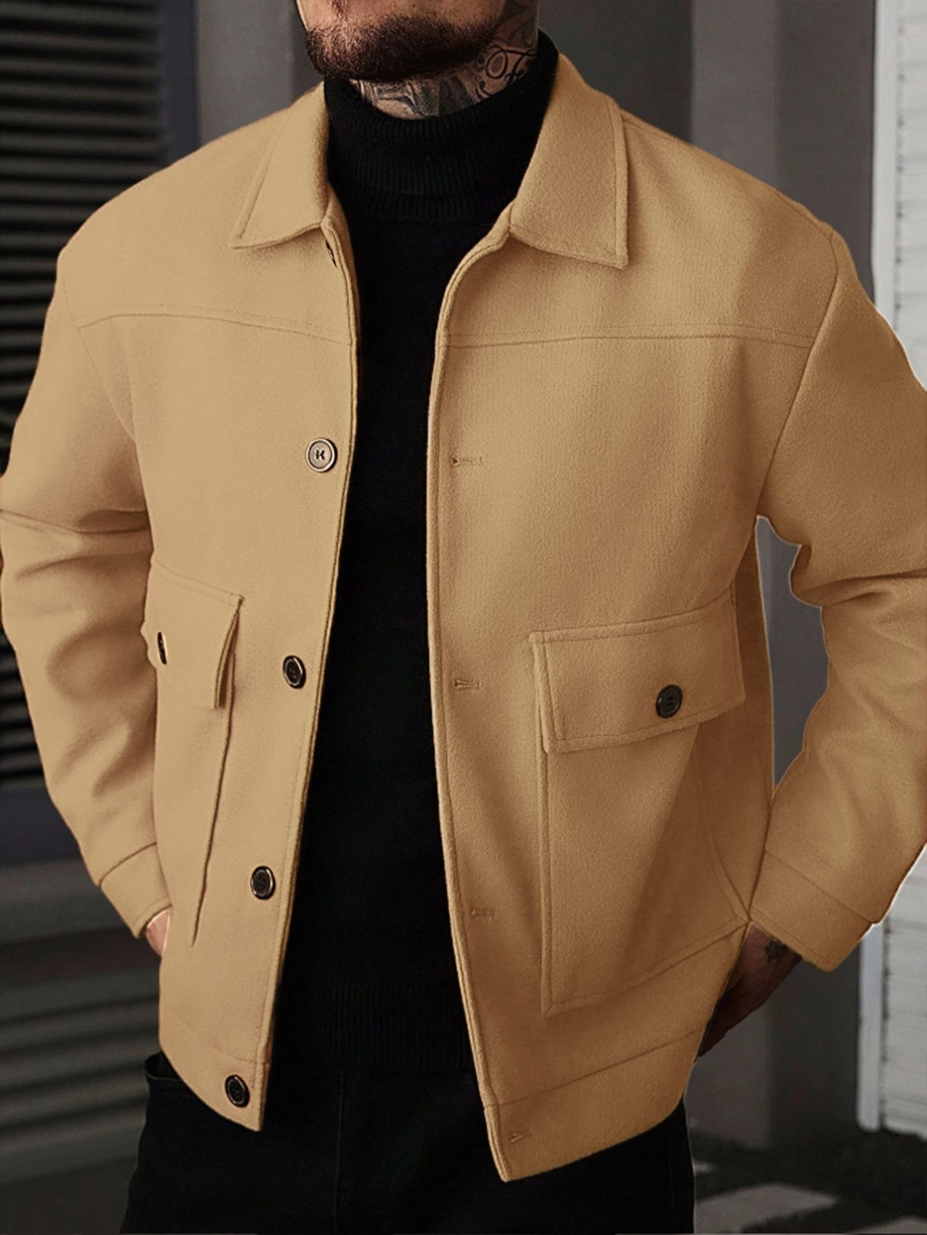 Men's Lapel Jacket Workwear Style Short Top - Image 7