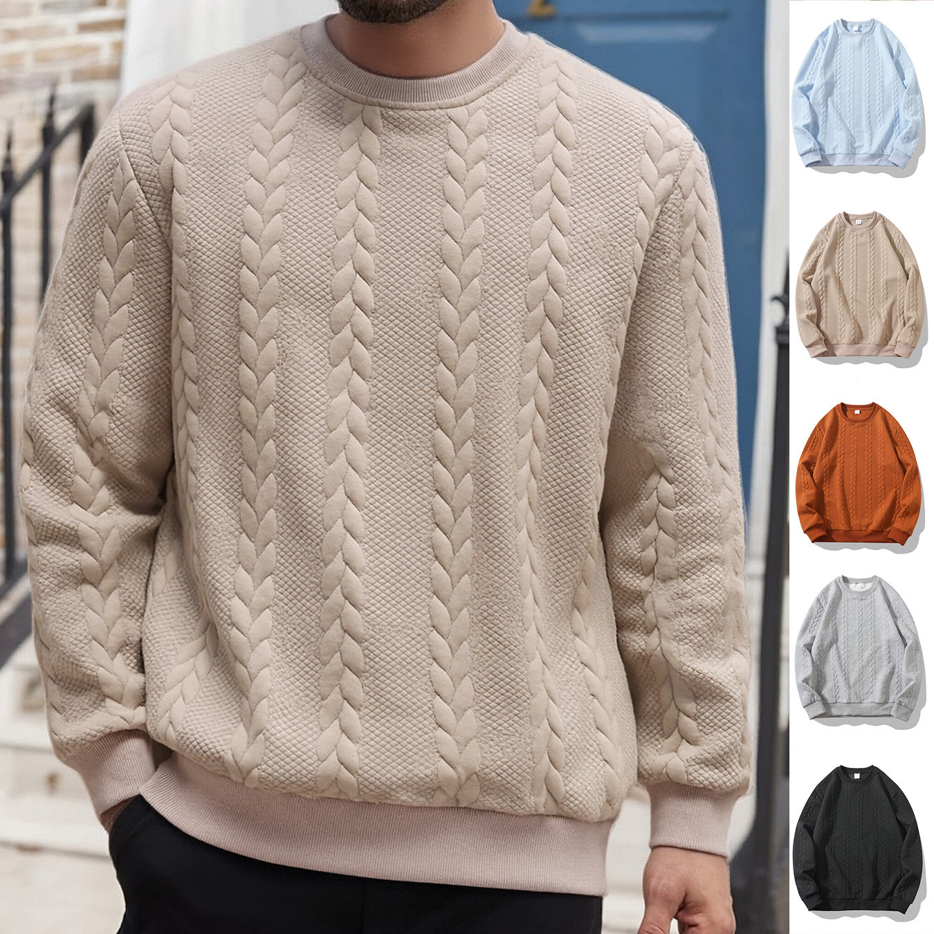 Men's Versatile Solid-color Crewneck Pullover Hoodie - Image 4