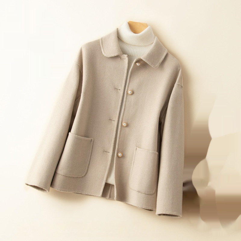 Double-sided Cashmere Short Doll Collar Classic Style Woolen Coat - Image 7