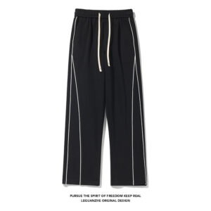 New Hong Kong Style White Bottom Ribbon Sweatpants