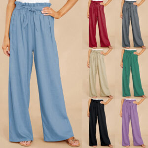 European And American Large Size Loose Cotton And Linen Casual Trousers
