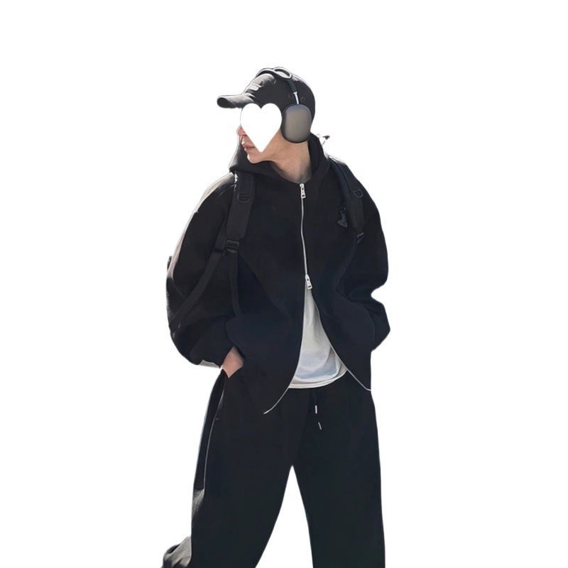 Autumn Double-Zipper Lazy-Style Hoodie Set - Image 5