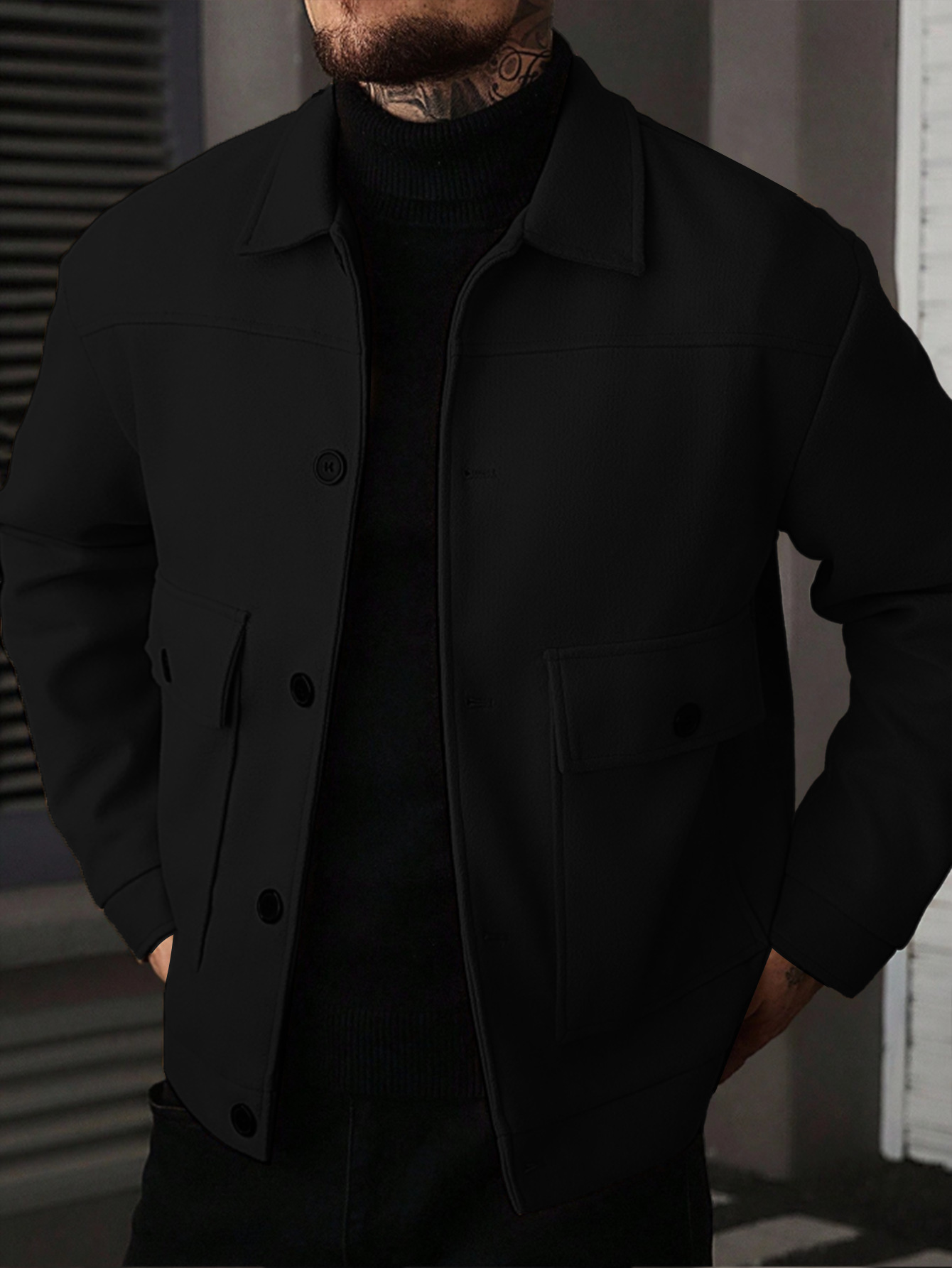 Men's Lapel Jacket Workwear Style Short Top - Image 8