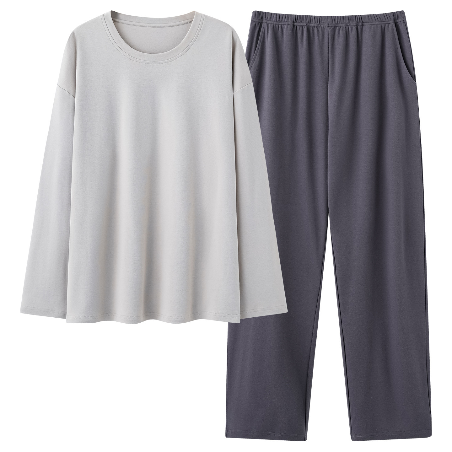 Mens 100 Cotton Pajama Set With Long-sleeve Top And Long Pants - Image 2