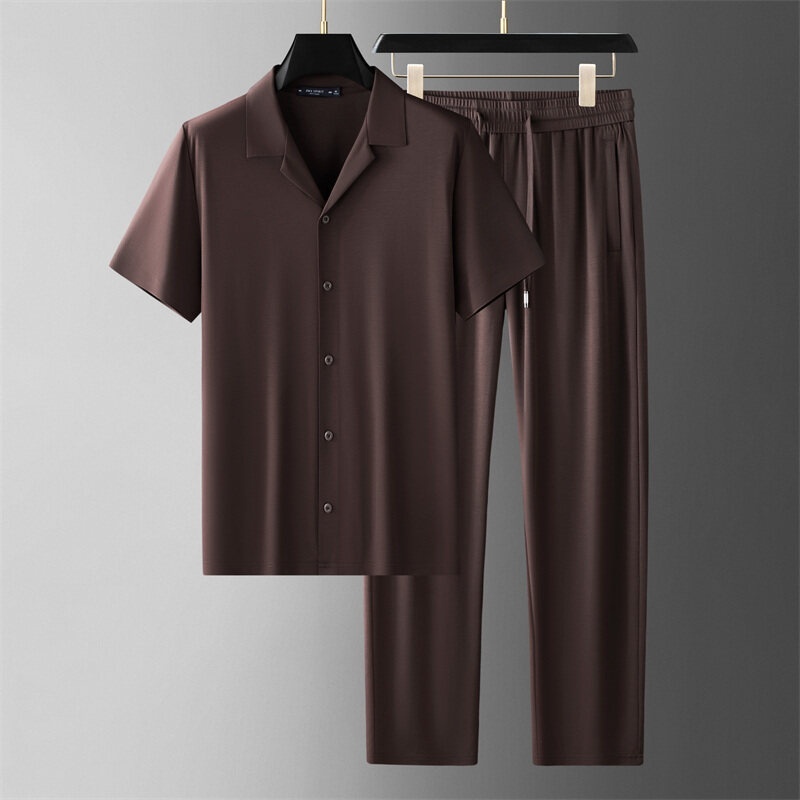 Shirt Men's Clothing Ice Silk Casual Set - Image 6