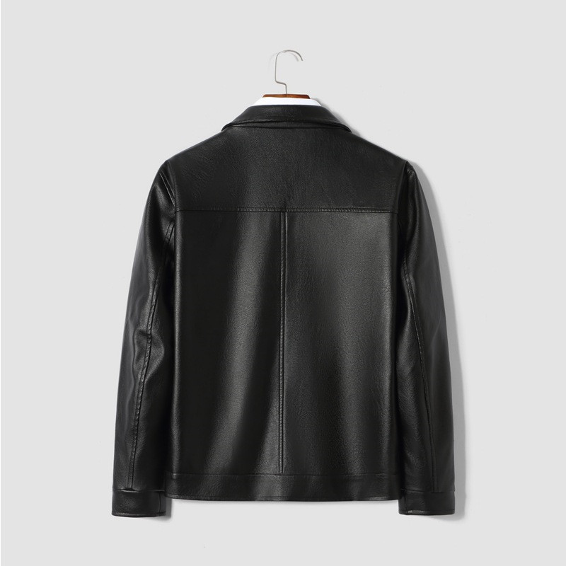 Men's PU Leather Baseball Collar Leather Jacket - Image 5