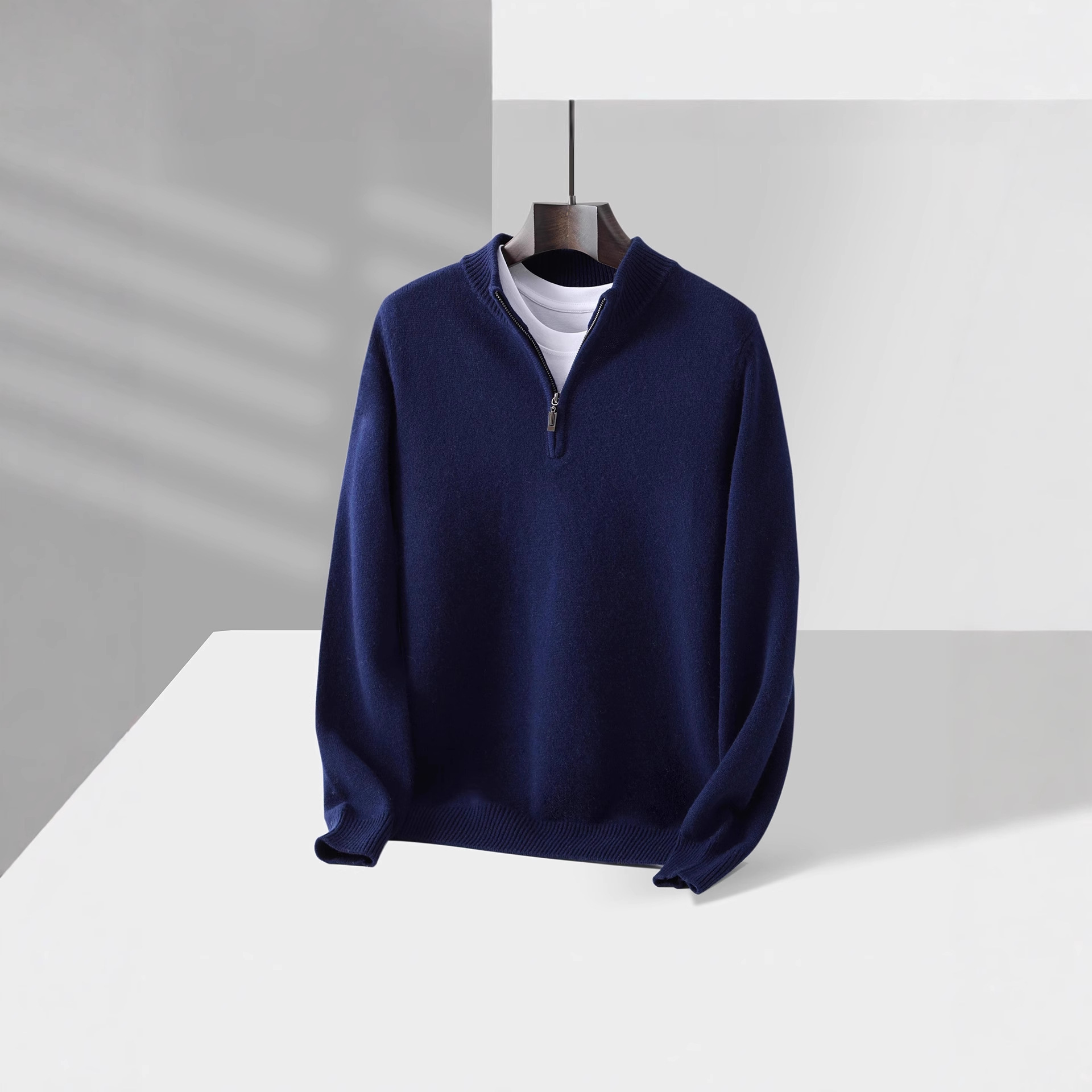 Mens Loose-Fit Half-Zip Turtleneck Thermal Sweater With Extra Padding - Image 6