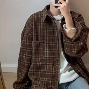 Men's Loose-fit Plaid Jacket For Spring And Autumn