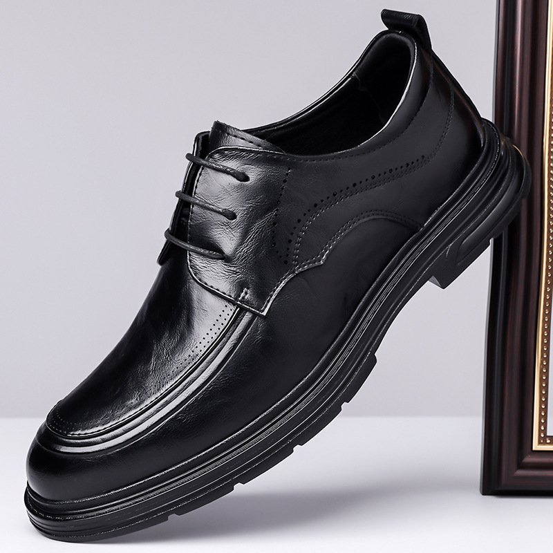 Men's Business Formal Brown Lace-up Leather Shoes - Image 6