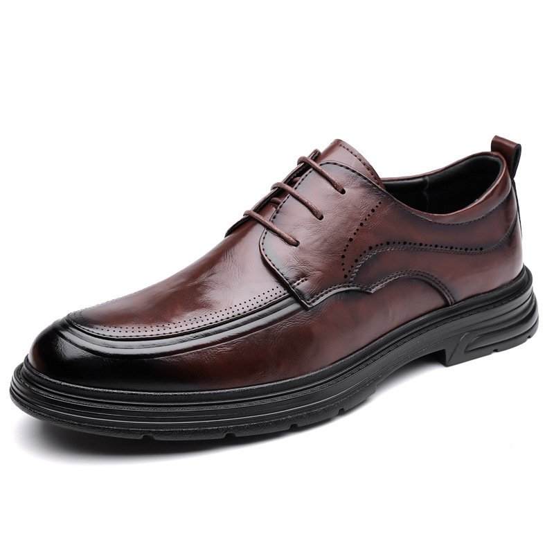 Men's Business Formal Brown Lace-up Leather Shoes - Image 5