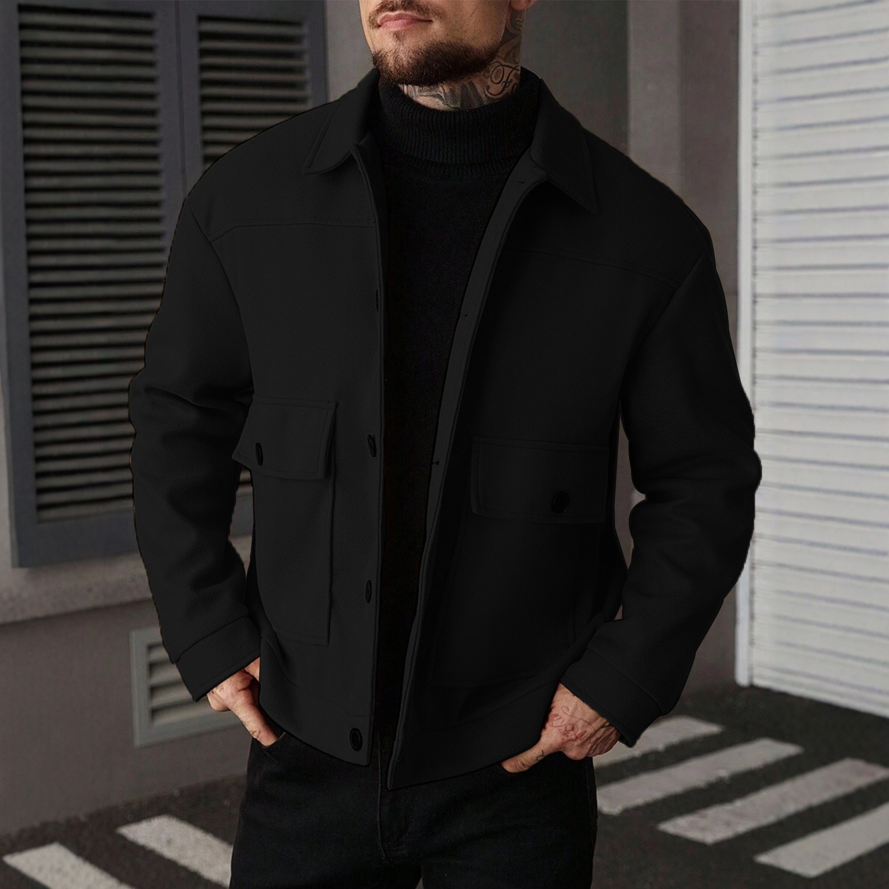 Men's Lapel Jacket Workwear Style Short Top - Image 6