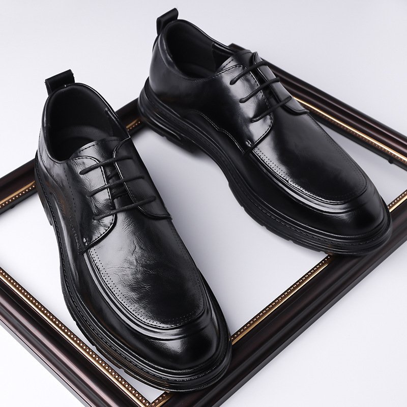 Men's Business Formal Brown Lace-up Leather Shoes - Image 2