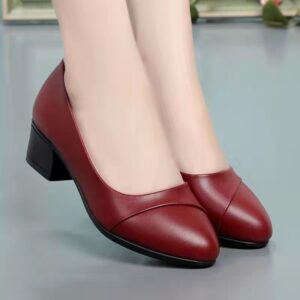 Female Low Heel Soft Bottom Comfortable And Non-slip Fashion Leather Shoes