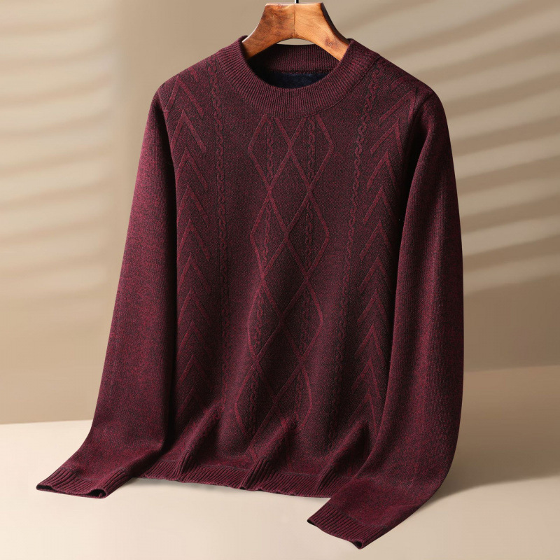 Fall Winter Men Round Neck Winter Trendy Velvet Thickening Sweater - Image 6
