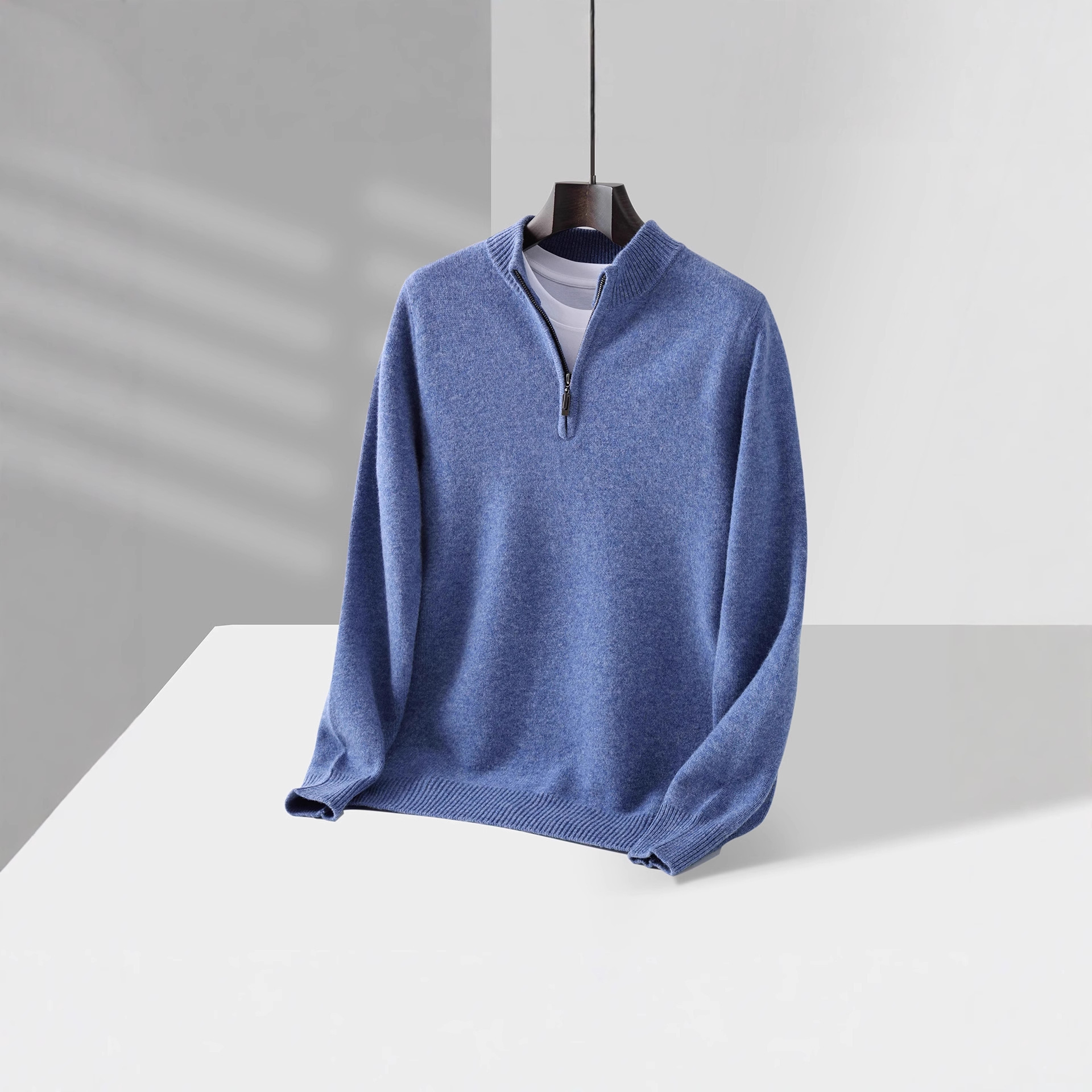 Mens Loose-Fit Half-Zip Turtleneck Thermal Sweater With Extra Padding - Image 3