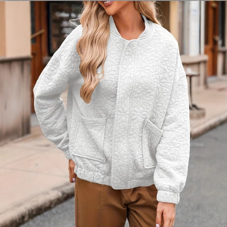 Fashion Cardigan Button Texture Long Sleeve Coat Jacket Women - Image 6