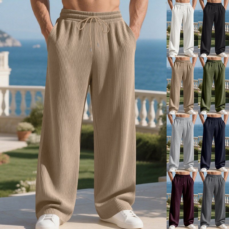 Men's Casual Jacquard Straight Simple Trousers
