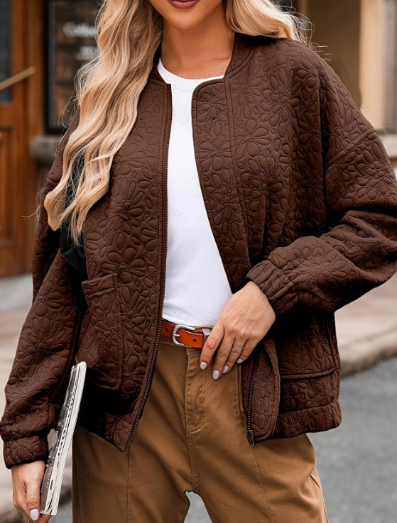 Fashion Cardigan Button Texture Long Sleeve Coat Jacket Women - Image 5