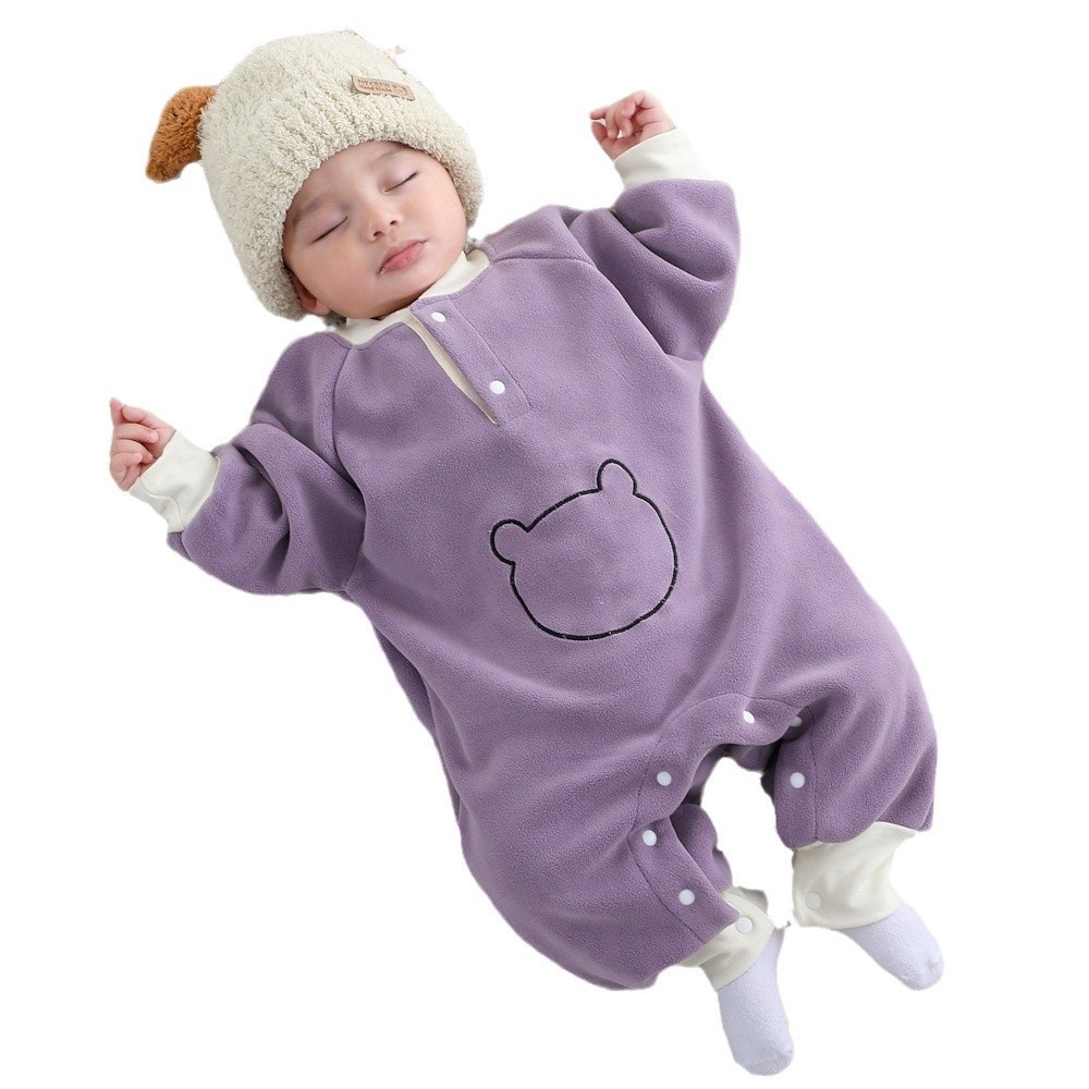 Spring, Autumn, Winter Olympics Beneficial Fleece Baby Warm Fleece-Lined Thick Outerwear Romper - Image 5