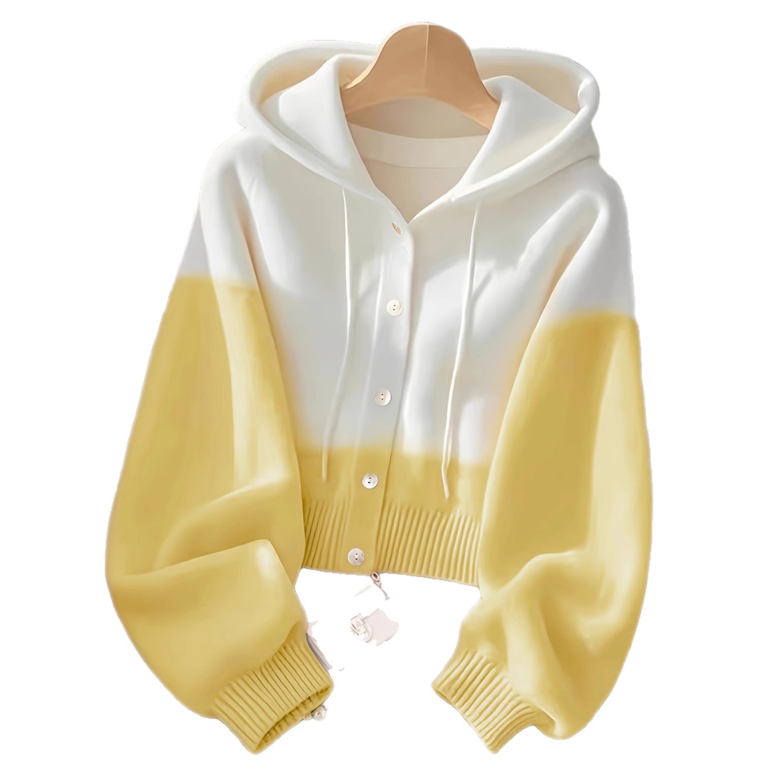 Patchwork Hooded Lazy High-grade Knitted Top - Image 5