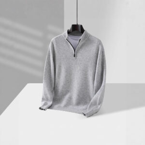 Mens Loose-Fit Half-Zip Turtleneck Thermal Sweater With Extra Padding
