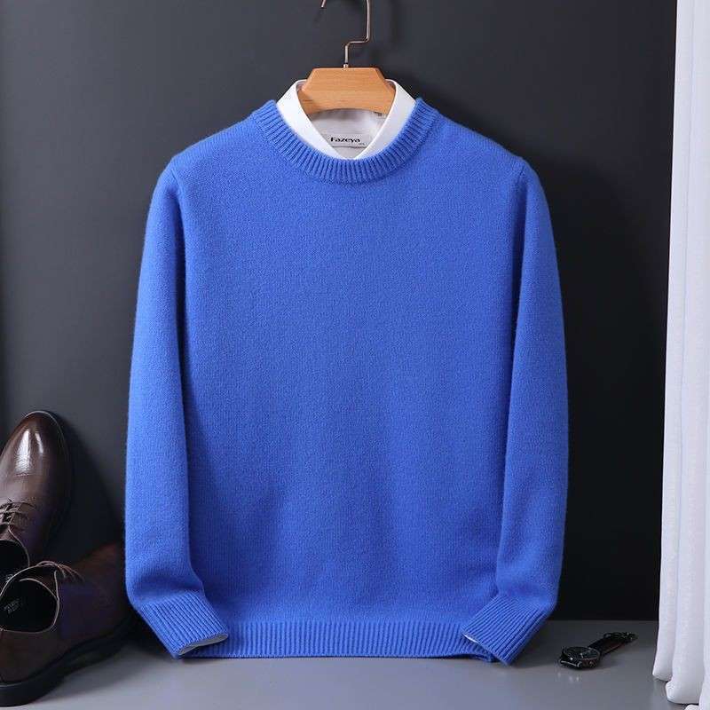 Crew-neck Men's Knitted Base-layer Slim-fit Casual Sweater