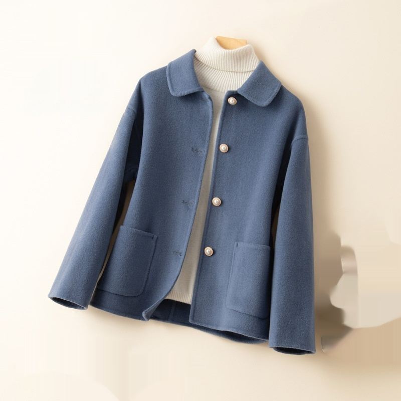 Double-sided Cashmere Short Doll Collar Classic Style Woolen Coat - Image 4