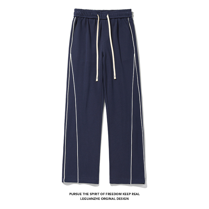 New Hong Kong Style White Bottom Ribbon Sweatpants - Image 5