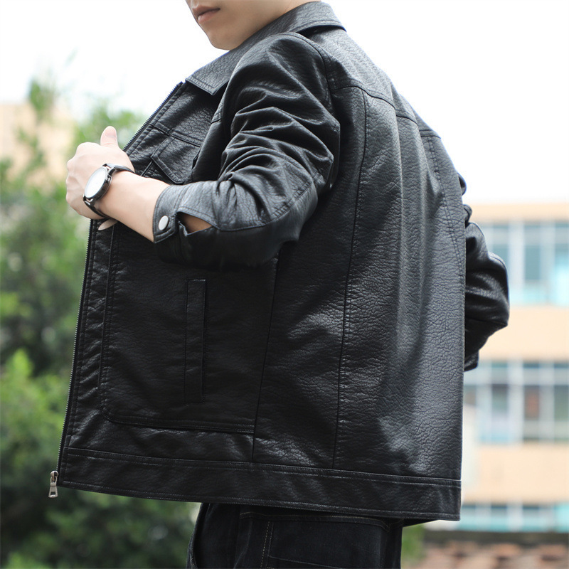 Men's Casual Velvet-lined Leather Jacket - Image 2