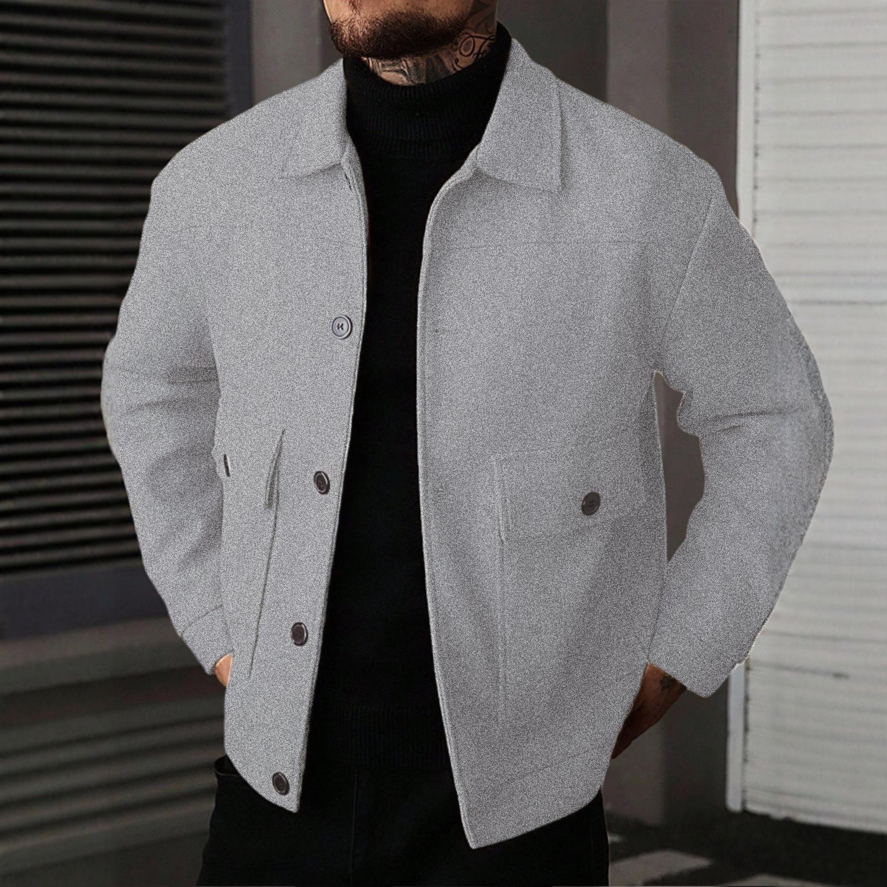 Men's Lapel Jacket Workwear Style Short Top - Image 5