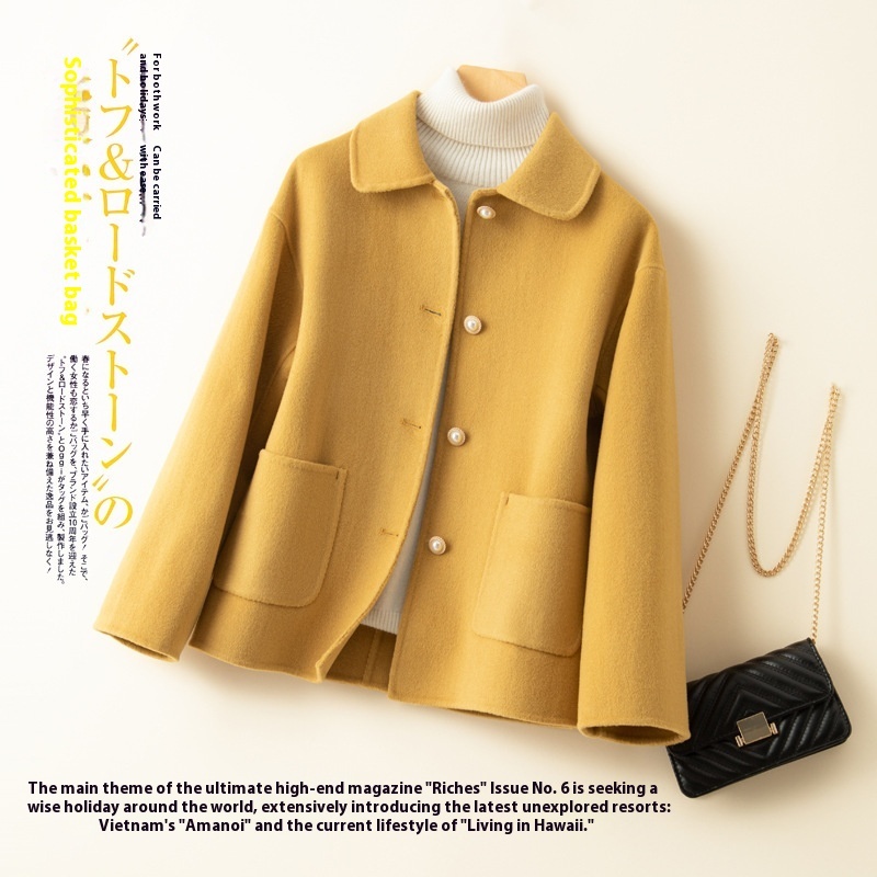Double-sided Cashmere Short Doll Collar Classic Style Woolen Coat - Image 6