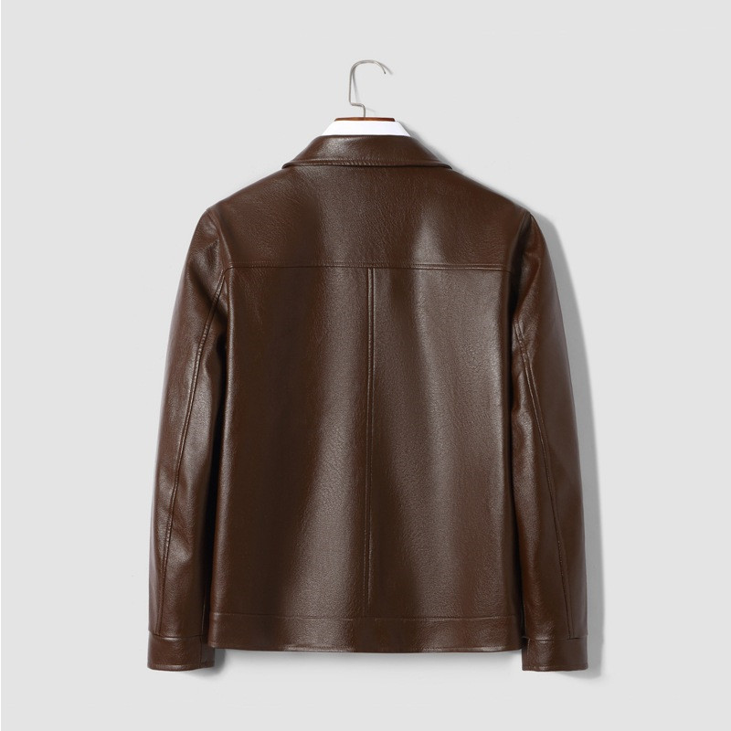 Men's PU Leather Baseball Collar Leather Jacket - Image 3