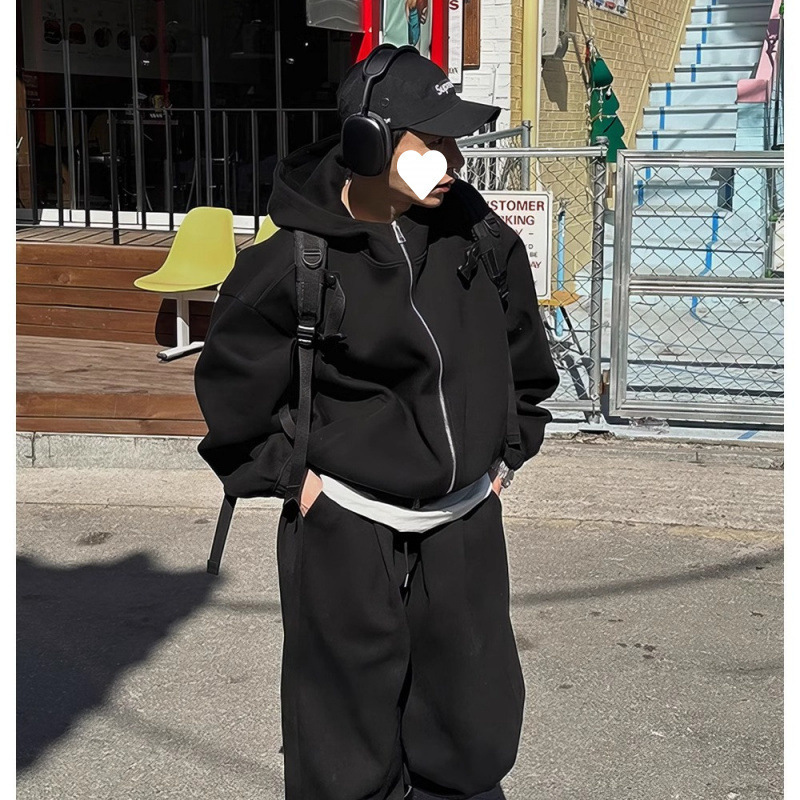 Autumn Double-Zipper Lazy-Style Hoodie Set - Image 4